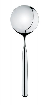 Alessi Servierlöffel IS01 aus glänzendem Edelstahl, ideal für Risotto und andere Speisen.